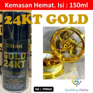 Pilox Diton 24KT Gold 150ml Ekonomi Ekonomis Hemat Kaleng kecil Warna Emas Kilap 24 Karat Mas 24 KT Mengkilap Sepeda Motor Velg
