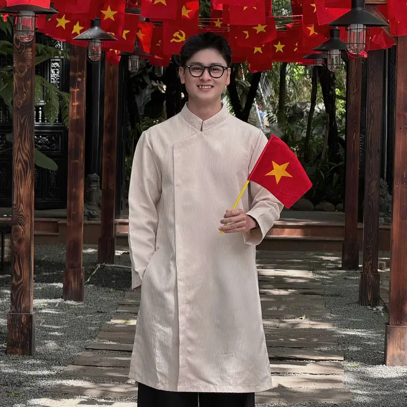 [GIDISTUDIO]_Áo dài ROLAN form unisex cách tân- Áo dài tết chất vải xước cao cấp, trẻ trung, thanh lịch GIDI (không kèm quần) 7