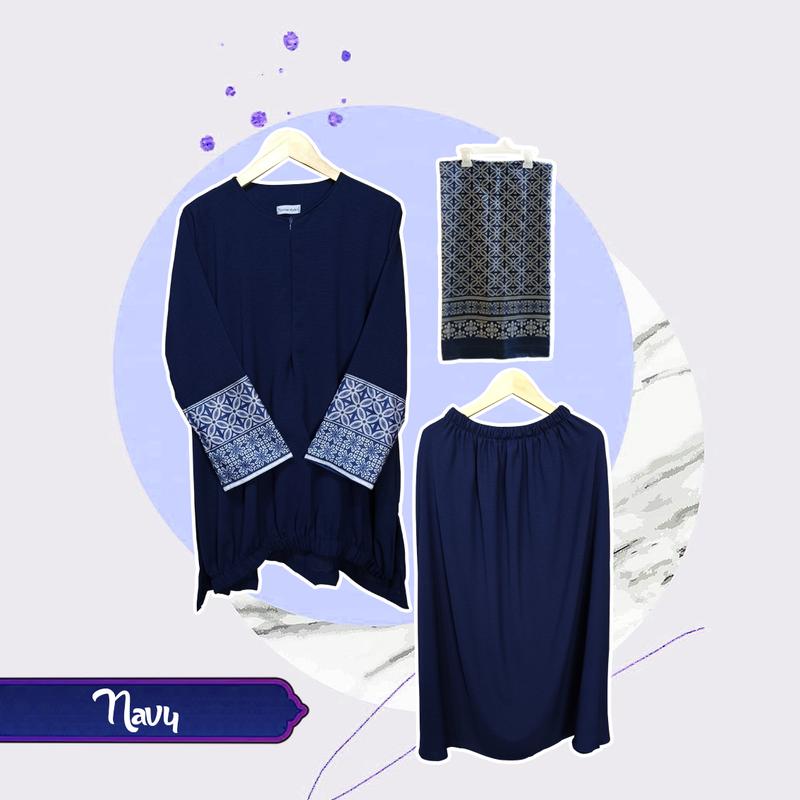 (CRS) Gamis Oneset Mecca (Tunik + Rok + Hijab Segi Empat ) 4