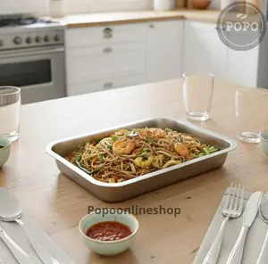 Nampan Stainless Persegi Bake Tray Loyang Serbaguna Piring Dalam Segi