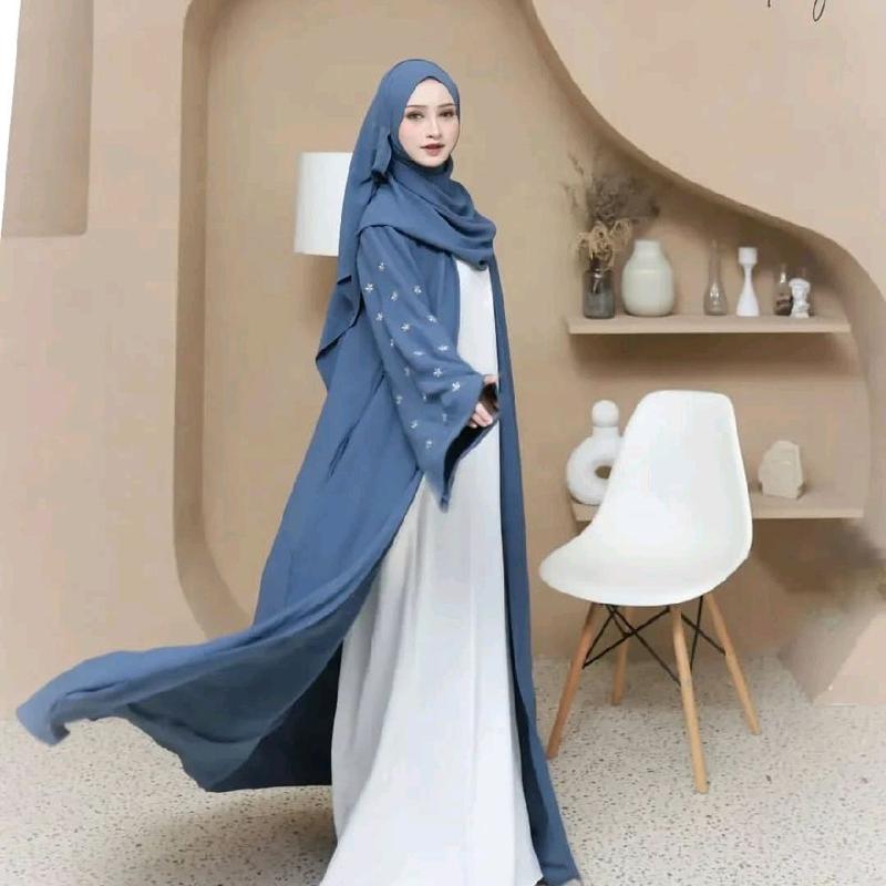 Gamis Jameela Abaya Bordir Hitam Mewah Crinkle Airflow - Dress, Wanita, Syari, Pesta, Dewasa, Remaja, Muslim semi-karet sophistication ceruty simpel Maxi suncreep zaenab pink swaroxy vina dres marun baju lebaran 3