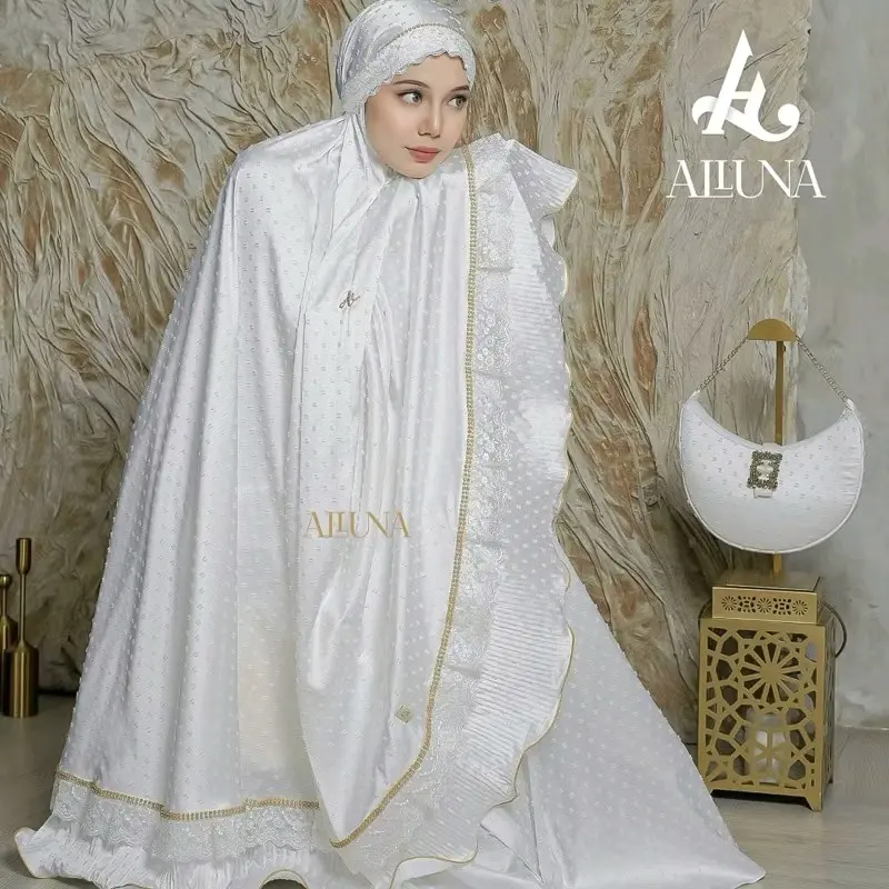 ALLUNA- Mukena Dewasa Hampers Box Exslusive Mewah Bahan Silk Uragiri Azzura Series Bawahan Panjang Muslim Atasan