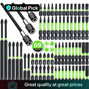 Magnetic Impact Rated Nut Driver with Screw Drill Bit Set, Long Screwdriver Bit Set, Tamper Proof Star Drill Bits Set with CNC Machining Head & Drill Bit Extender