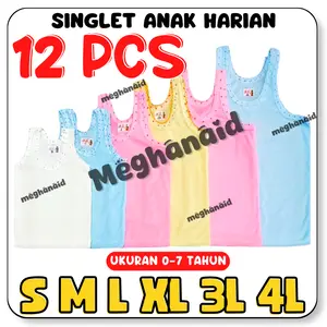 Isi 12 , kaos singlet baby seri warna usia 0-5 tahun Katun