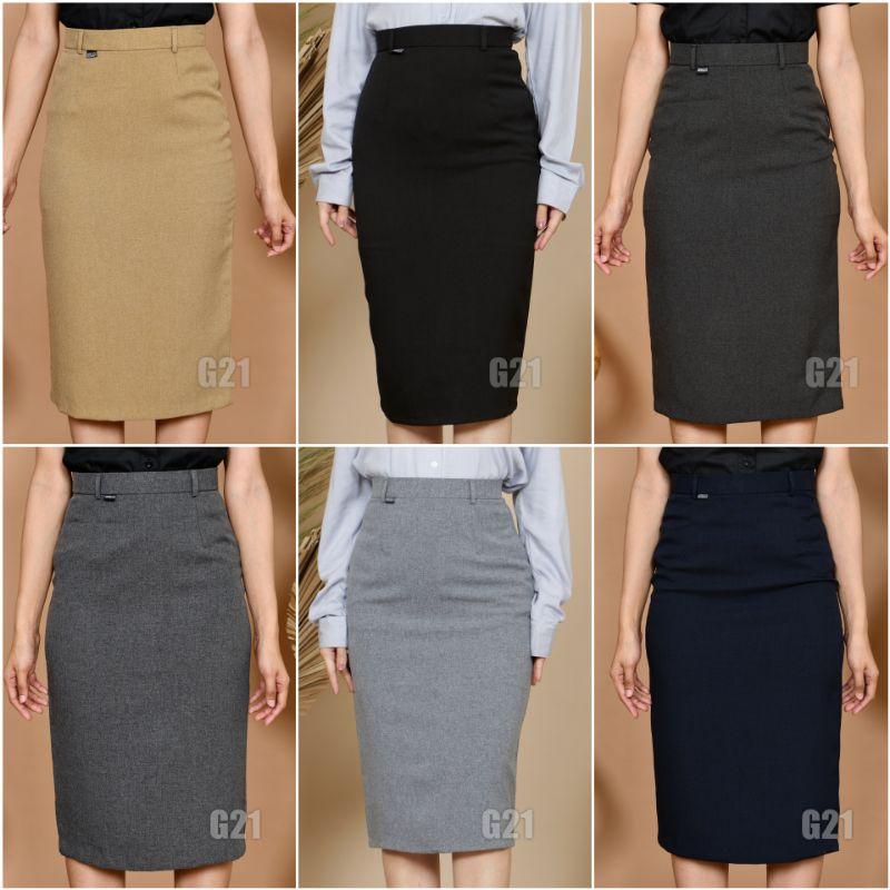 Rok Kerja wanita Pendek Hitam Span 7/8 Bahan Formal Kantor Panjang strech 6