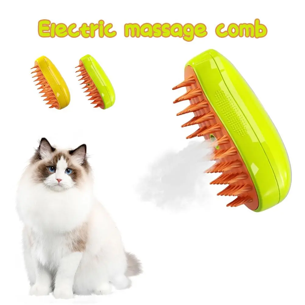 Bàn Chải Hơi Nước 3 Trong 1 Cho Mèo, Lược Mát Xa, Thoải Mái, Lông Rời, Lông Mèo