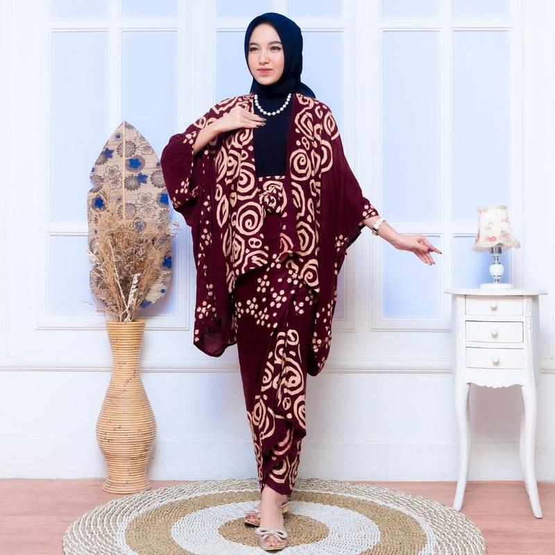 SETELAN 1SET BRIDESMAID BATIK ROK LILIT DAN CARDIGAN KONDANGAN 2