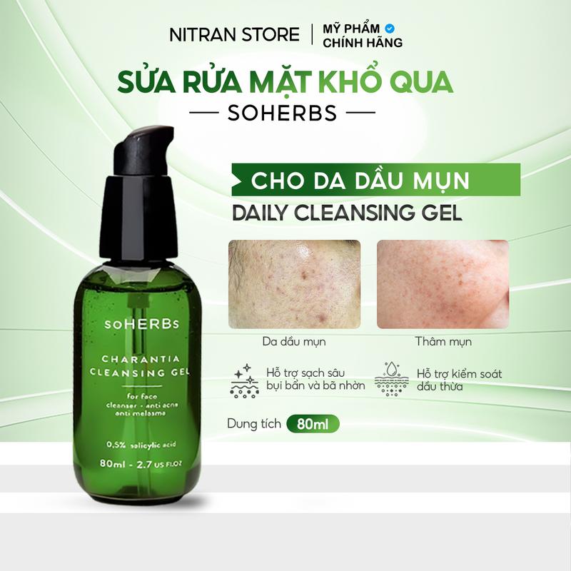 FS Sữa Rửa Mặt Khổ Qua Soherbs 80ml - Hỗ Trợ Làm Sạch Da Hỗ Trợ Giảm Mụn Skincare Nữ Gel Rửa Mặt srm Nitran