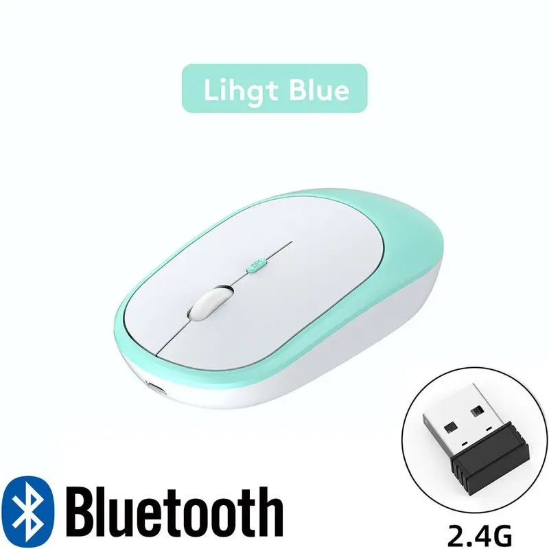 Mouse Bluetooth Wireless Silent Senyap Ultra Tipis Portable Rechargeable 2in1USB Dongle 2.4ghz & Bluetooth 7