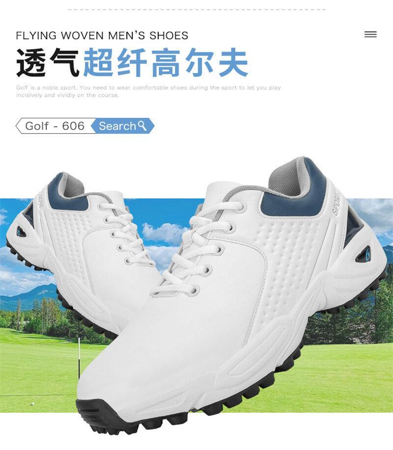 Product Introduction of New High Quality Men Professional Golf Shoes Waterproof Spikes Golf Sneakers Black White Golf Trainers Big Size 40-47 3