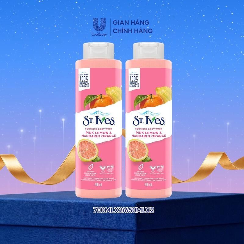   Live  Combo 2 Sữa tắm dưỡng da body St.Ives Cam Chanh 650ml hoặc 700ml 