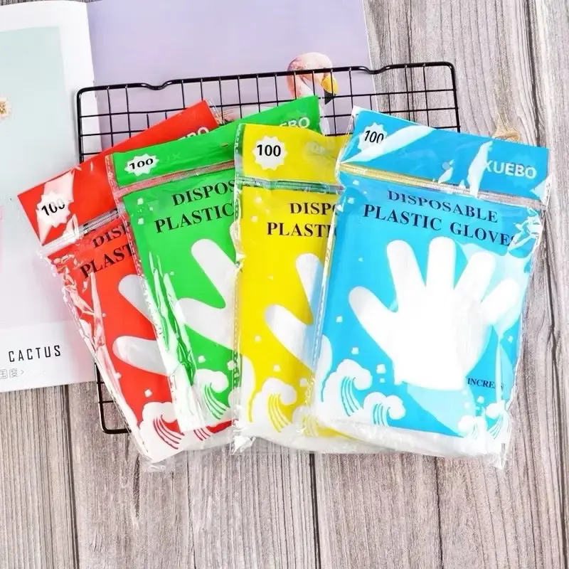 ￼Sarung Tangan Plastik isi 100pcs Gloves sekali pakai Kantong bening Food Hand Disposable
