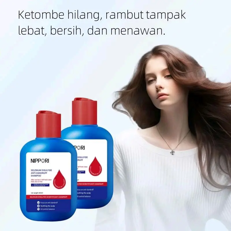 ( HEMAT ISI 2 BOTOL ) NIPPORI Selenium  Disulfide Haircare Shampoo Helps control oil and reduce dandruff Membantu mengontrol minyak dan mengurangi ketombe Gatal Perawatan Sampo 300ML 8