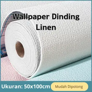Wallpaper Linen 50x100 Tekstur Serat Kain Natural | Wallpaper Dinding Minimalis Modern Anti Lembab & Tahan Air | Cocok untuk Rumah Scandinavian Japandi Ruang Tamu Kamar Tidur Apartemen