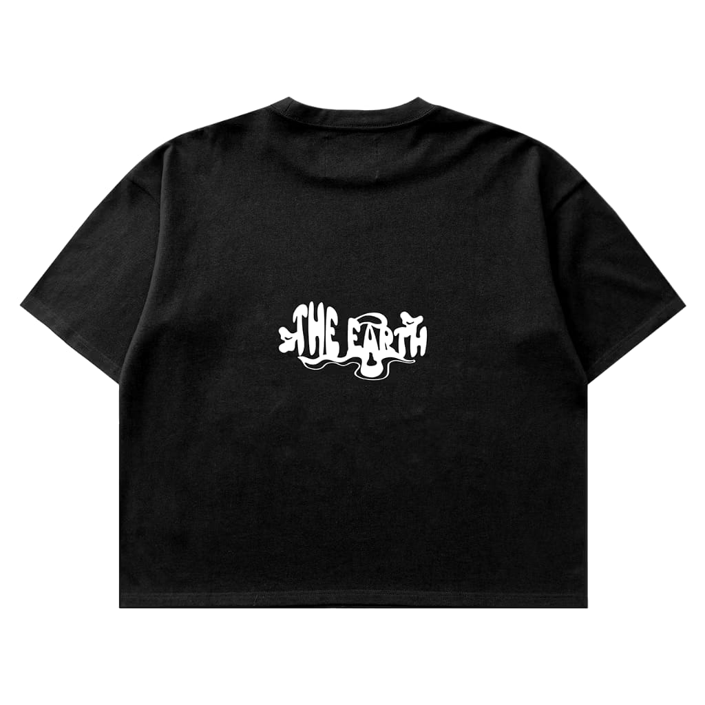Clote Boxy Crop Fit Oversized Cotton 20s The Earth Black