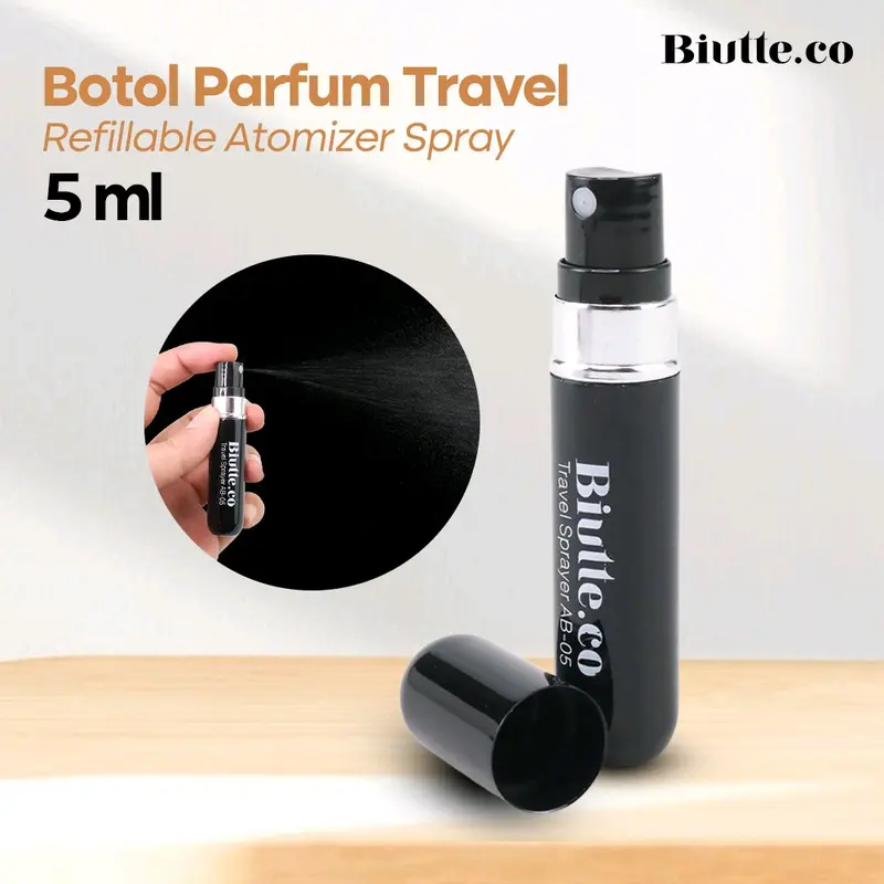Biutte.co Botol Parfum Travel Refillable Atomizer Spray 5 ml - AB-05 - Black 0