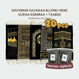 20 PCS SAJADAH BLUDRU KA'BAH GOLD MINI 35 X 55 CM
