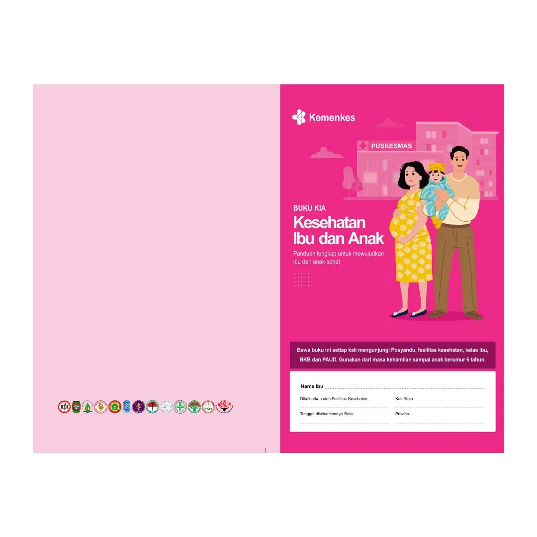 Buku KIA 2026 Terbaru + Stiker P4K | Buku Kesehatan Ibu dan Anak | Buku Pink Ibu Hamil Lengkap