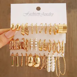 Lingkaran Anting Wanita Set Anting-Anting Anting Geometris Anting-anting gaya Eropa dan Amerika anting-anting pejantan anting-anting Earrings Aksesori Mode