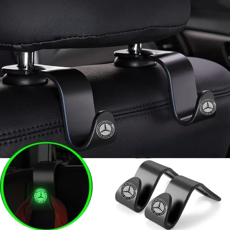 2/4Pcs Luminous Car Hooks Multifunctional Seat Rear Hooks Hook Car Decoration Car Accessories for Mercedes Benz W210 W203 W204 W202 W176 W166