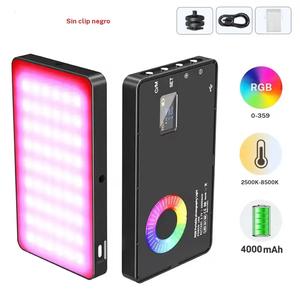 Kit de luz de relleno portátil para fotografía, luz RGB 360° con pantalla LCD adecuada para transmisión en vivo, luz de relleno fotográfico de alta capacidad para cámara digital y tableta, luces LED para habitación