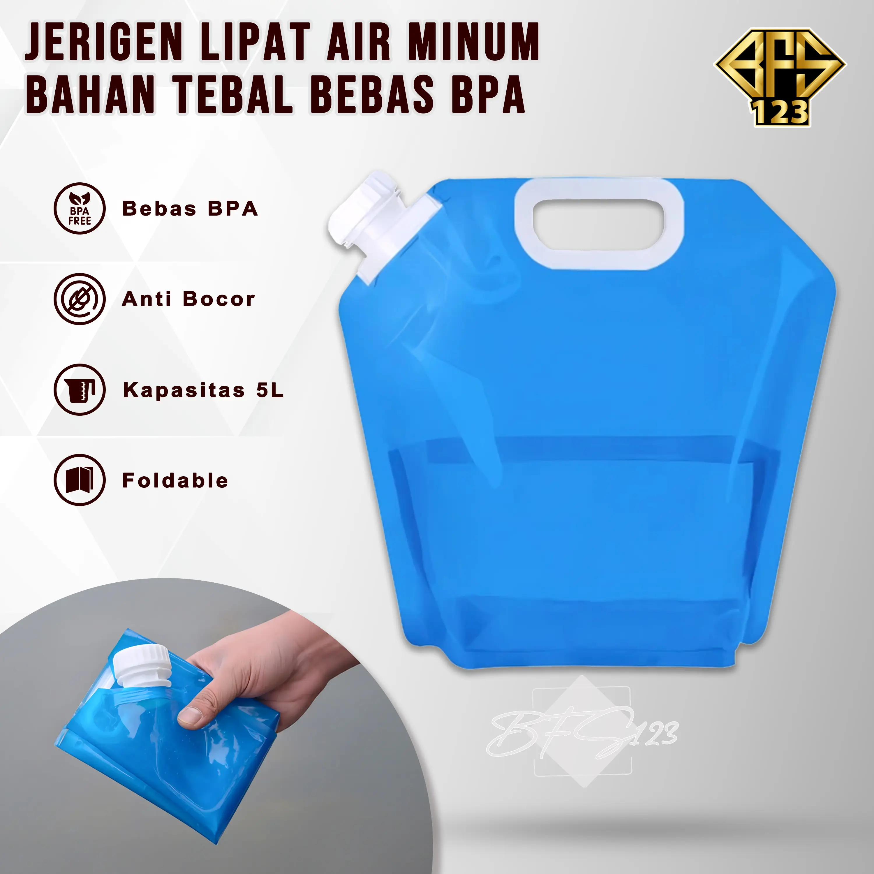 Jerigen Lipat Kapasitas 5 Liter Portable Bahan Tebal Air Camping gear