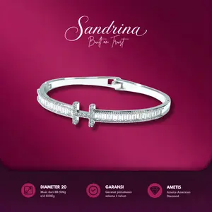 Gelang_H_silver gelang H mewah bahan platinum plated awet tahan lama, gelang bangle buka tutup Perhiasan Bracelets