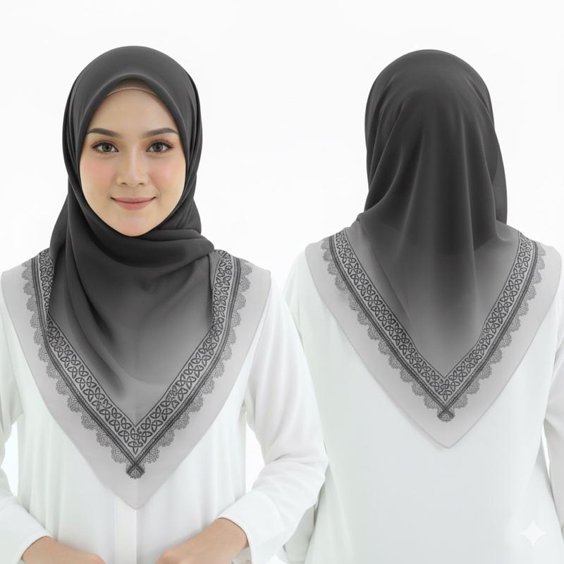 Hijab Segi empat Voal motif Kerudung voal motif segi empat Muslim Square