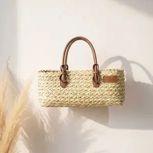 Tote Bag Purun Exclusive Gigi Haruan Tas Tangan Wanita dengan Desain Anyaman Natural dan Tali Hitam Elegan