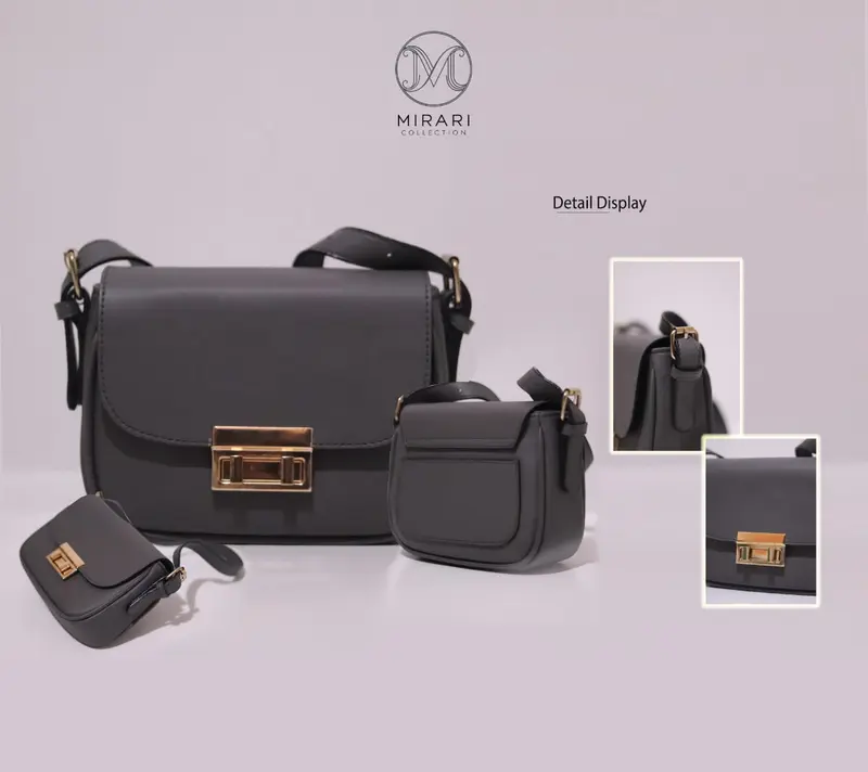 Tas Selempang Bahu Wanita Mirari Collection Kulit Sintetis Polos - Desain Modern dengan Aksen Gold 4