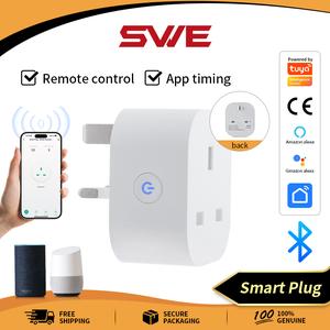 Palam Bluetooth Pintar, SWE SMATRUL, Suis Soket Bluetooth 13A, dengan RF433 mhz, Monitor Kuasa, Alat Kawalan Jauh, Soket Bluetooth, Serasi Jenis-C, Sesuai untuk Pembantu, Palam UK socket plug