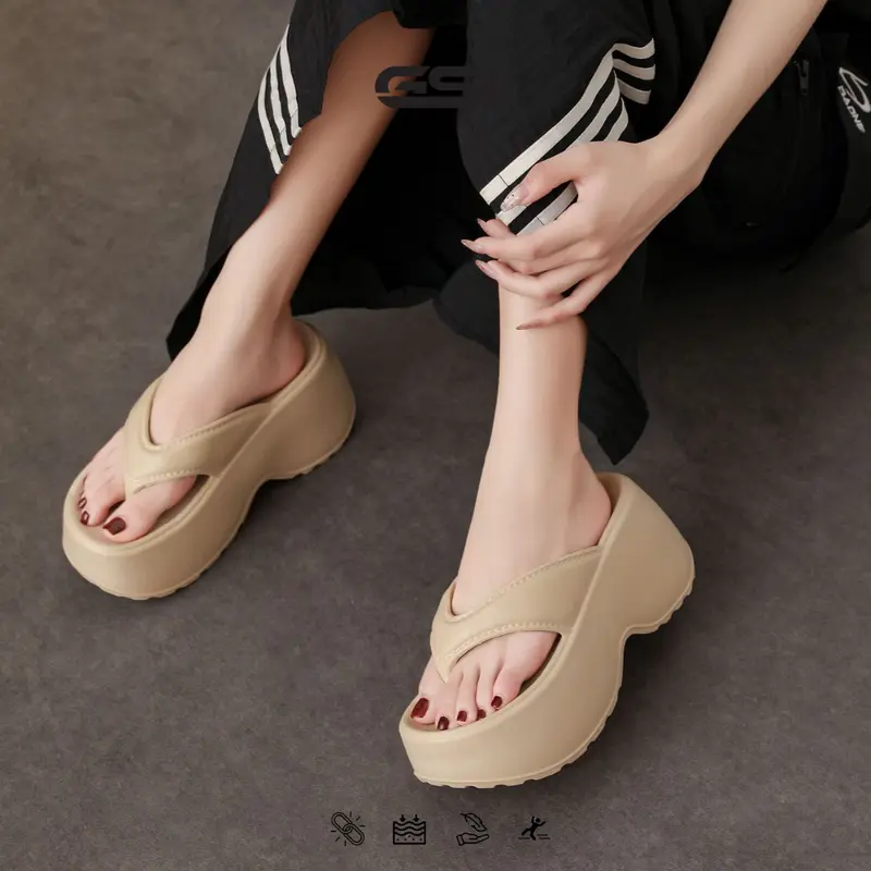 【GSI Shoes】Sandal Wanita Sendal Jepit Wedges Wanita Tebal Fashion Korea Bahan Karet EVA Rubber Premium Empuk Ringan dan Elastis 2