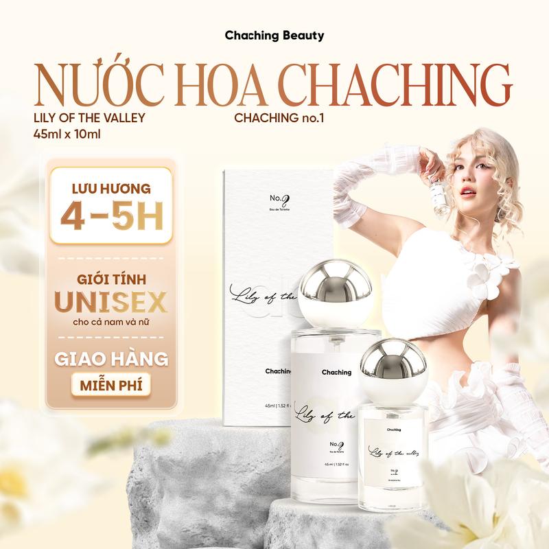 CHACHING BEAUTY X NGỌC TRINH Nước hoa unisex ChaChing No.1 - Lily of the valley 10ml 45ml – Xịt thơm nhỏ gọn hương gió biển – linh lan - gỗ ấm lưu hương ấn tượng dùng cho nam nữ