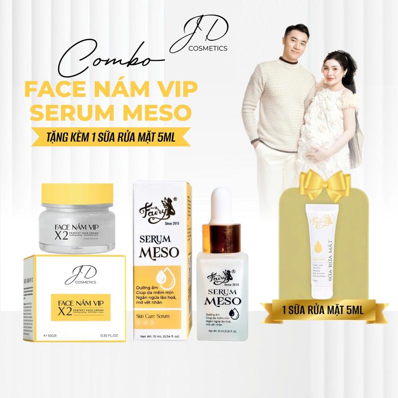  Combo FACE NÁM VIP + SERUM MESO  Tặng 1 Sữa rửa mặt 5ml  Hỗ trợ dưỡng căng bóng đều màu da sáng da cấp ẩm làm dịu da 
