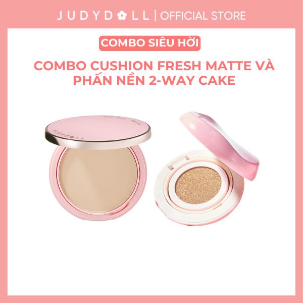 NEW Combo Phấn Nền Che Phủ Mịn Mờ & Cushion Mịn Lì Judydoll Fresh Matte Cushsion & Peach Skin Matte 2-Way Cake Powder Foundation