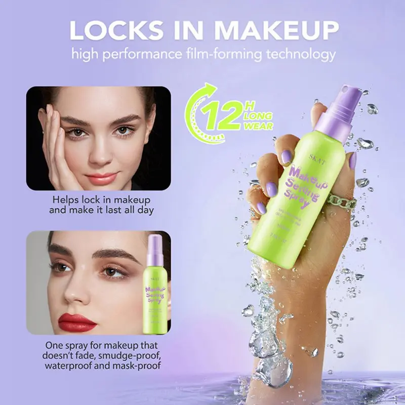 60ml Makeup Setting Spray Anti Noda, Anti Keringat, Makeup Tahan Lama, Matte, Melembabkan, Facial Mist, Setting Spray, Pembentukan Film Cepat, Cepat Menyegarkan, Finishing Spray, Menyegarkan, Tidak Lengket, Semprotan Pengunci Makeup yang Sangat Kuat 12 6