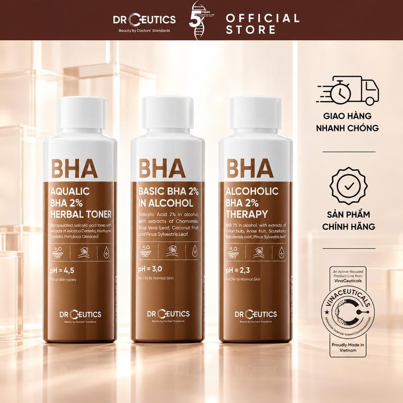 DRCEUTICS Dung Dịch Loại Bỏ Tế Bào Chết Hóa Học BHA 2% (Nền Nước & Nền Cồn) - 100ml