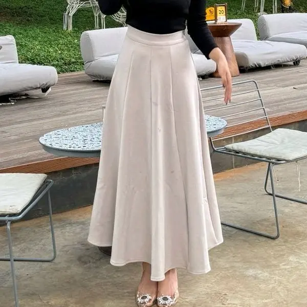Audy Skirt Rok Payung Scuba Flarel Korean Style Wanita Panjang Maxi Casual Nyaman