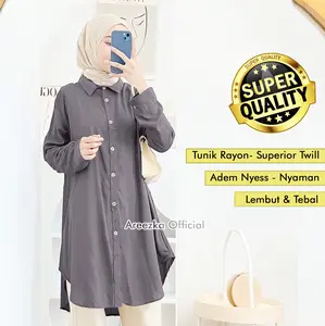AREEZKA Tunik Rayon TWILL Baju Wanita Katun Rayon Lembut Nyaman Size Lengkap Seragaman L XL XXL