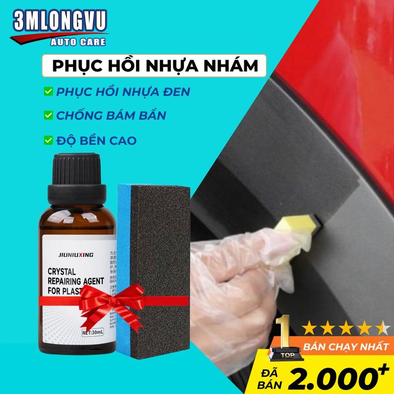 Chai Phục hồi nhựa nhám Crystal Coating 30ml chuyên dùng cho nhựa đen nhựa nhám bạc màu Sơn
