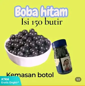 Spesial boba hitam isi 150 butir topping minuman reng bhinek Madura Basreng kering sambel Baso Aci Menu Coba
