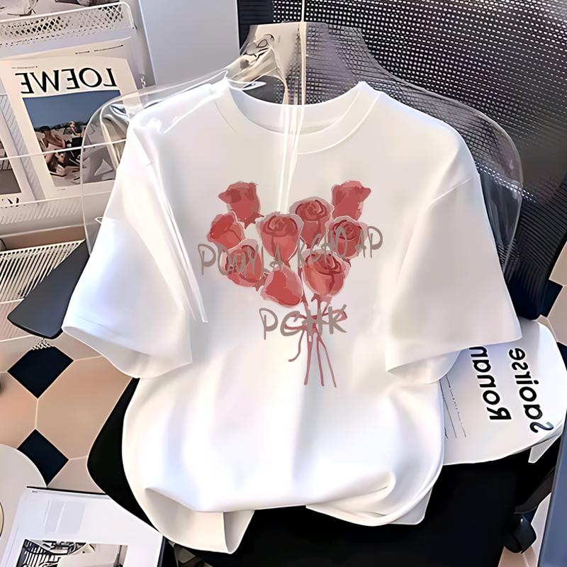  A0408 Mùa hè mới bông lỏng lẻo ngắn tay áo thun 2025 xu hướng nam và nữ có thể mặc giản dị cặp vợ chồng đầu thoải mái thoáng khí mùa hè mát mẻ Nóng bán Chất lượng cao 