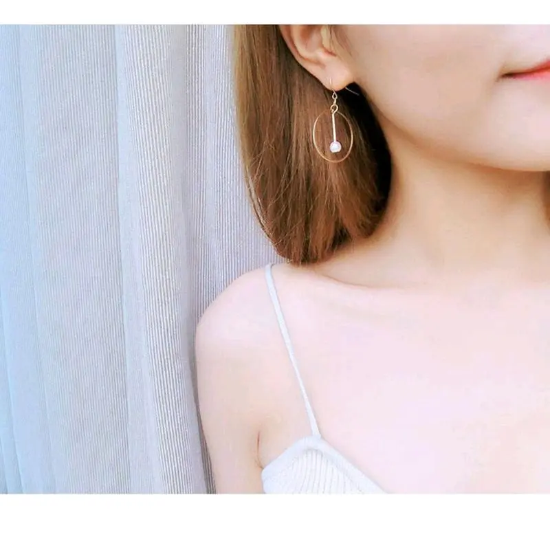 Round Hook Earrings Pearl Dangling Earrings Female Elegant Casual Earrings small business
