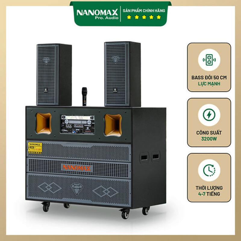  Loa Kéo Bình & Điện Nanomax Pro-500A Bass Đôi 50cm 3200W – Siêu Phẩm Karaoke Di Động Mạnh Mẽ 
