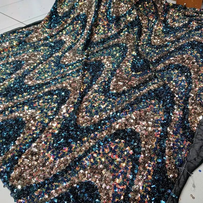 BAHAN/KAIN TILLE SEQUIN ABSTRAK TERBARUU/KAIN MOTIF GELOMBANG 1