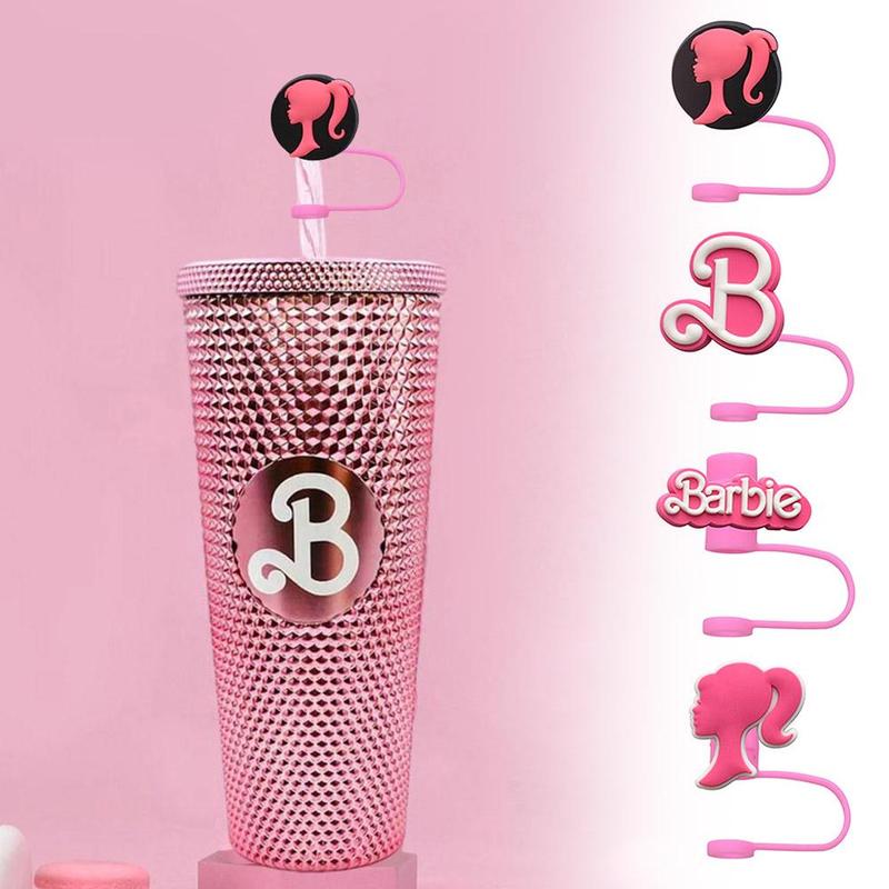 Product Introduction of Penyedut minuman getah lembut kartun Barbie, penutup kalis habuk, penutup jerami kaca boleh guna semula, palam kalis habuk, aksesori hiasan kalis percikan 21