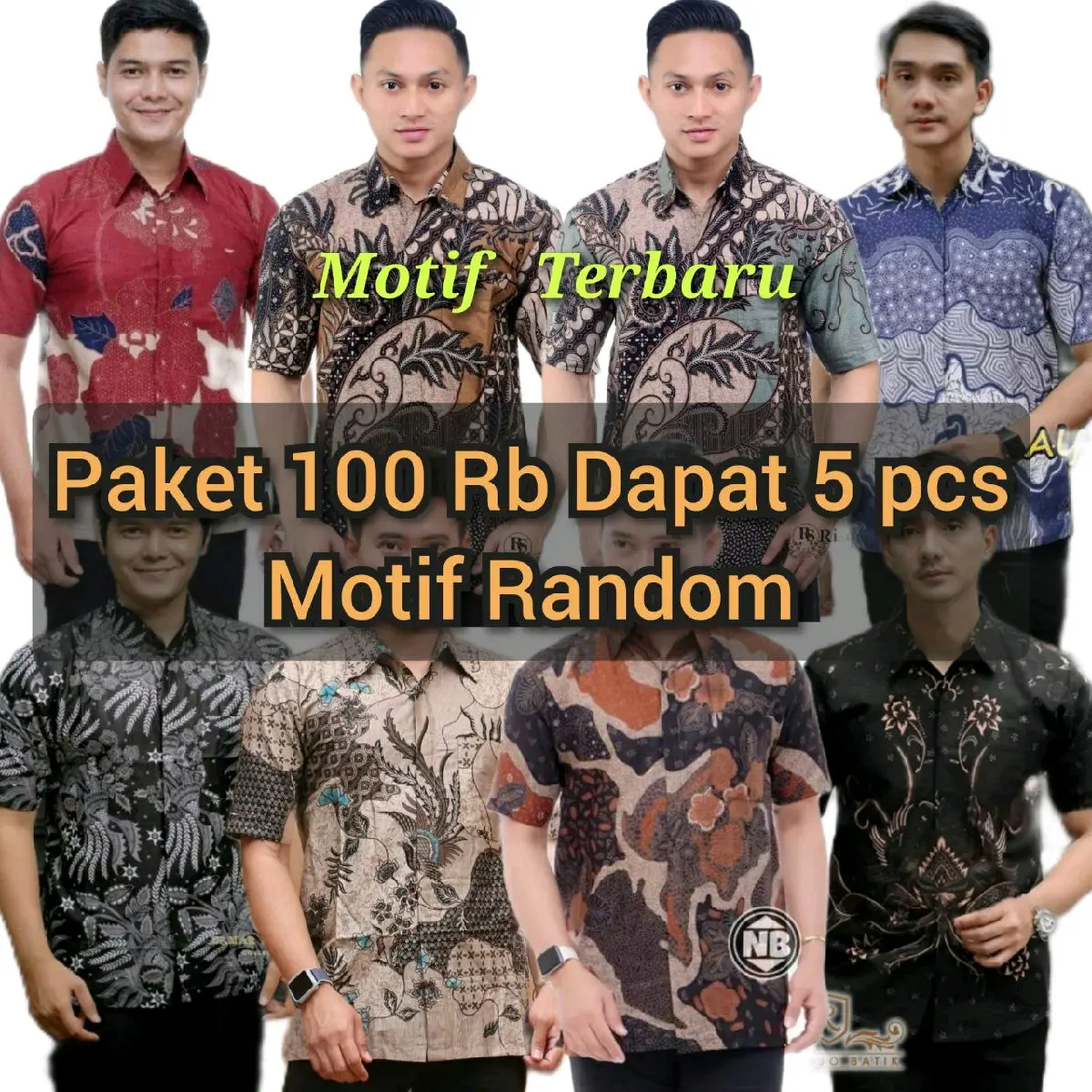 Paket 100 Rb Dapat 5 Pcs Kemeja Batik Pria Lengan Pendek Motif Random
