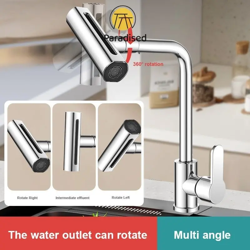 ✨ SUS 304 Keran Air Terjun 4 Mode Keran Wastafel Dapur Multifungsi Kran Sink Dapur 360 ° Rotasi Wastafel / Tembok Kran Angsa Fleksibel Paradised 4