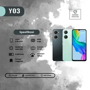Smartphone Y03 Ram 8/256 GB Kamera 13MP+8MP Layar 6.56 Inci Garansi 1 Tahun Original Spesifikasi Menarik dengan Kinerja Unggulan dan Baterai 5000 mAh