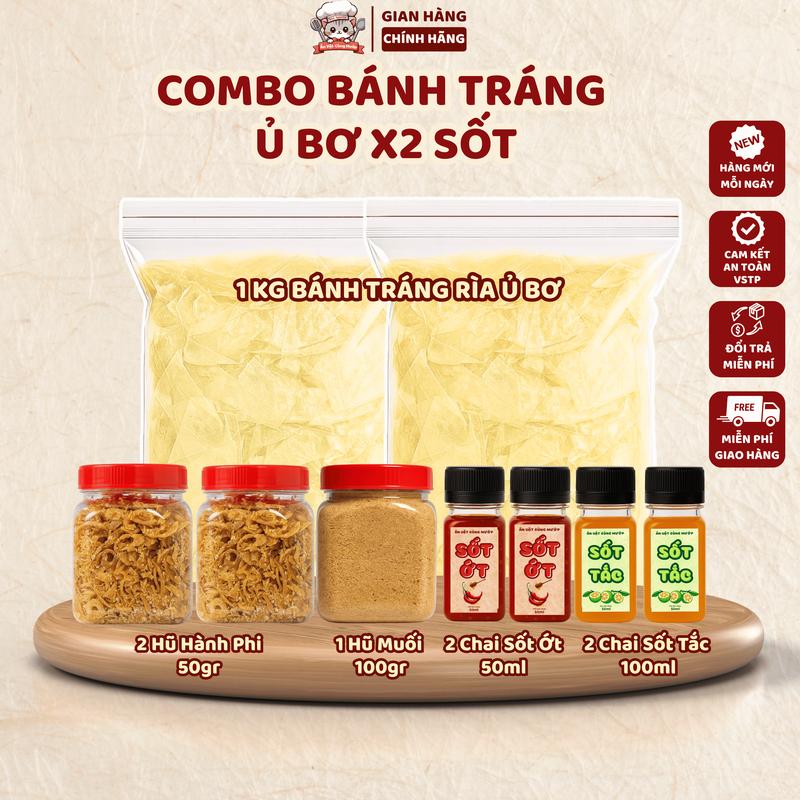 Combo Bánh Tráng Ủ Bơ X2 Topping Sốt Tắc Sốt Ớt Rim Hành Phi Muối Nhuyễn - Ăn Vặt Cùng Mướp